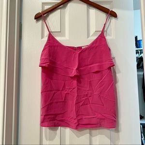 Pink silk ruffled Joie top with adjustable straps